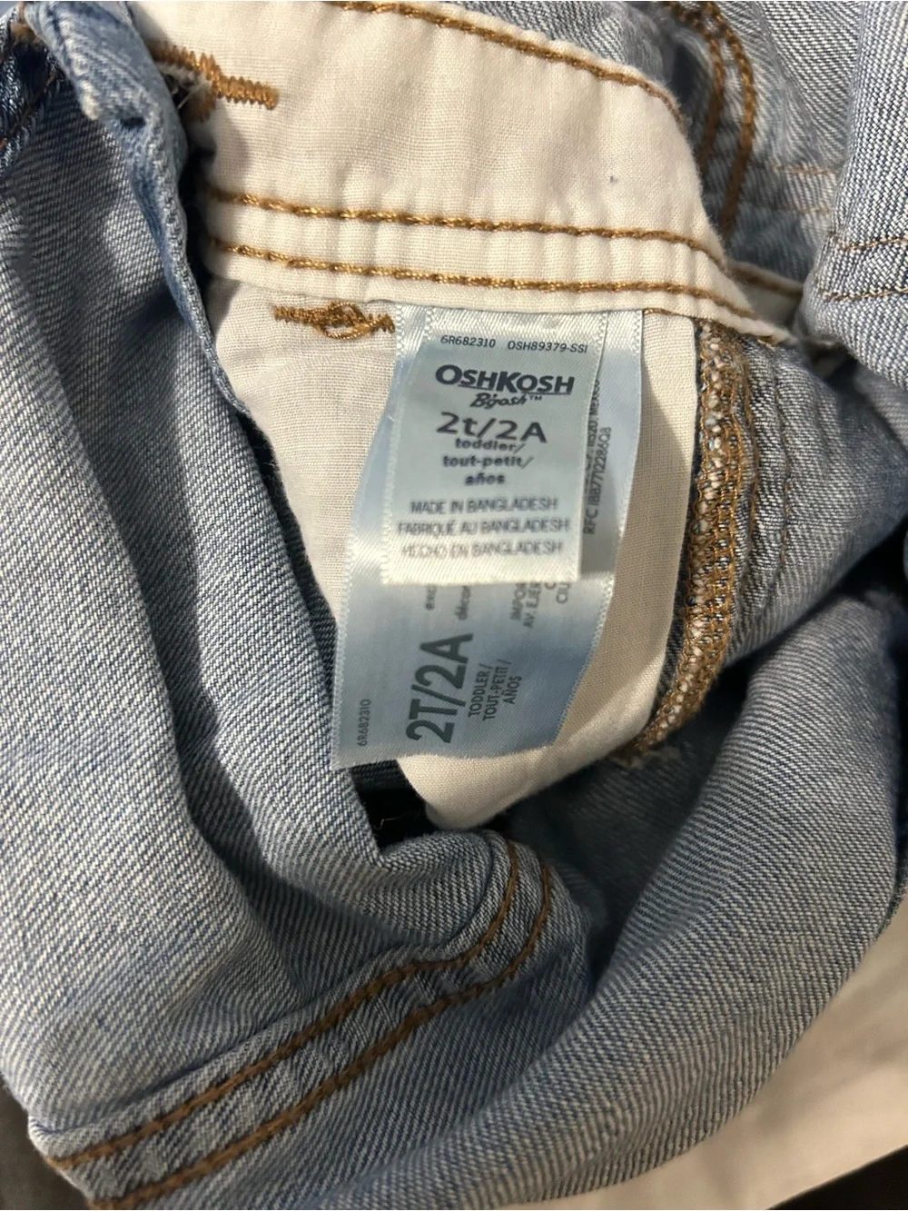 OshKosh B'gosh Toddler 2T Denim Train Print Overalls Retro Light Wash Jeans